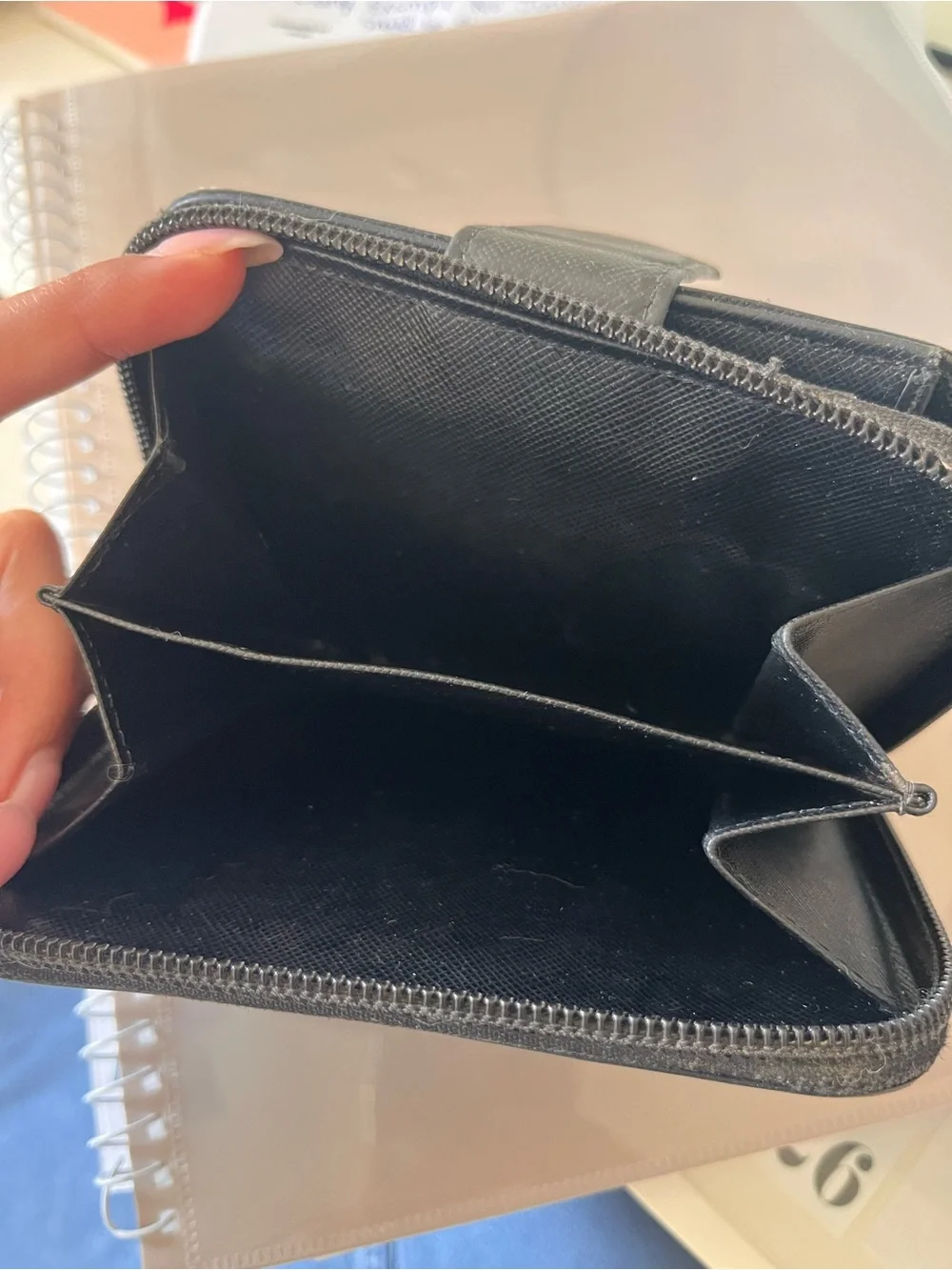 Prada Black Saffiano Leather Zip-Around Wallet